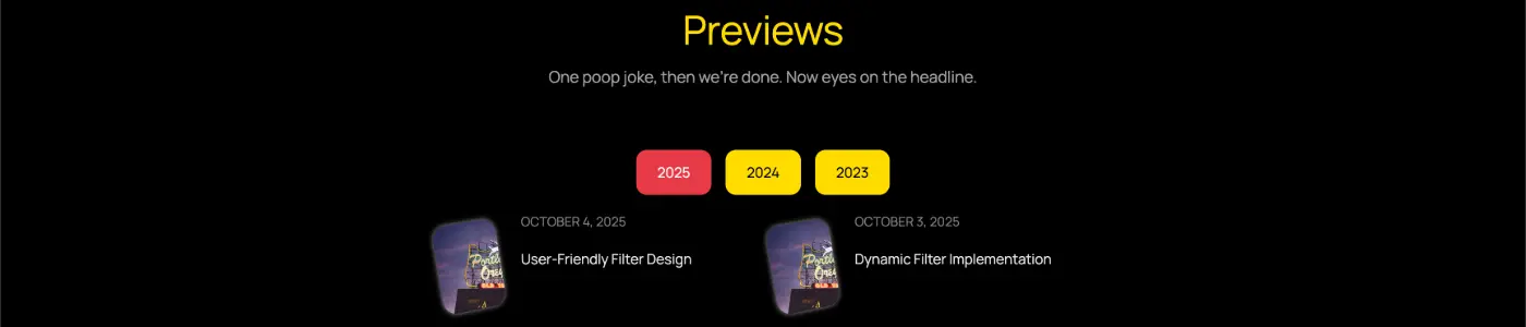 Webflow CMS year filter preview.