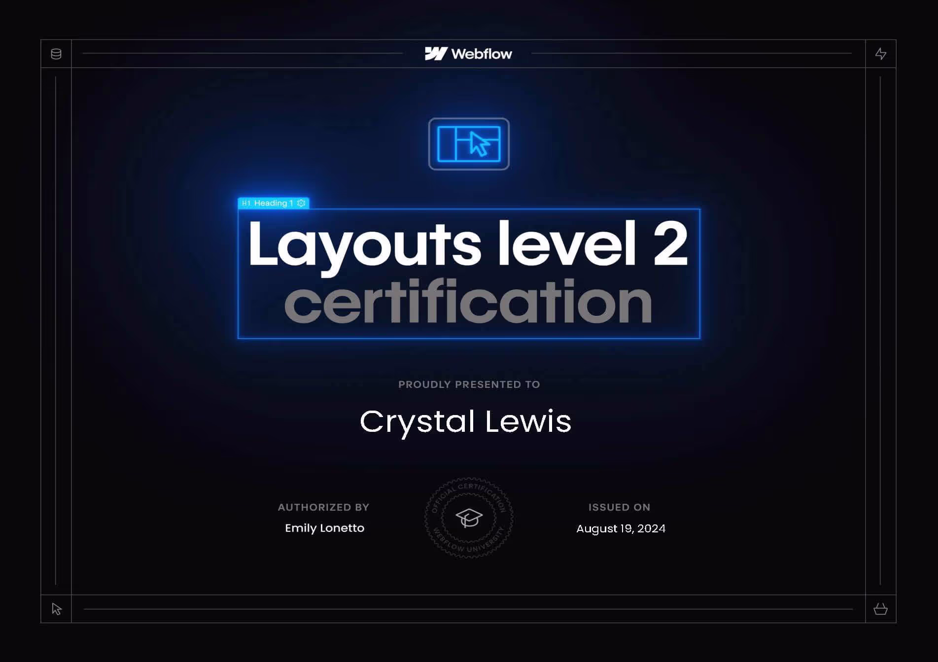Webflow Level 2 certificate.