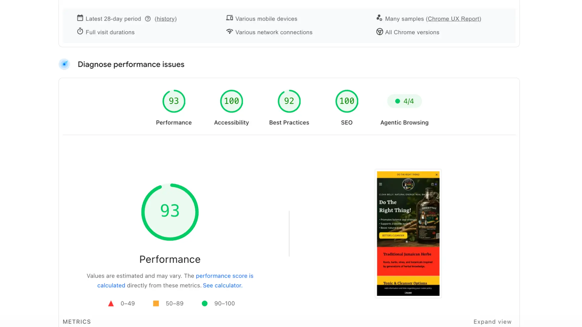 Bittaz Bittaz Bittaz mobile Lighthouse score screenshot.