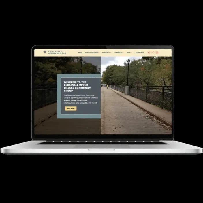 Cedarvale Upper Village Webflow website preview.